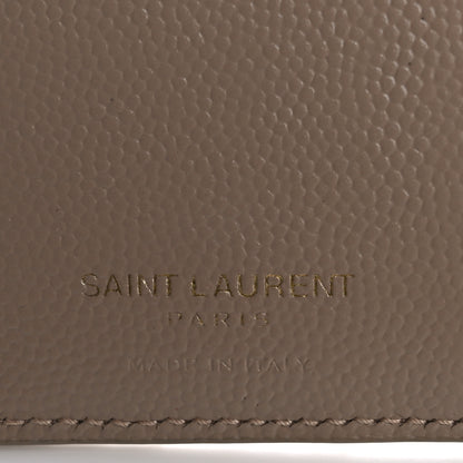 Saint Laurent Grain De Poudre Matelasse Chevron Monogram Zipped Card Case Dark Beige 6 of 12