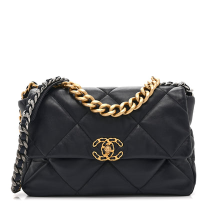 Chanel Lambskin Quilted Large Chanel 19 Flap Navy Blue 1 of 10