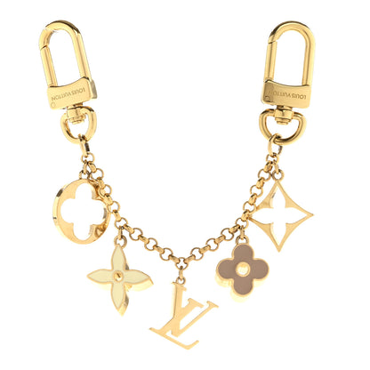Louis Vuitton Brass Enamel Fleur De Monogram Bag Charm Chain Gold 1 of 4