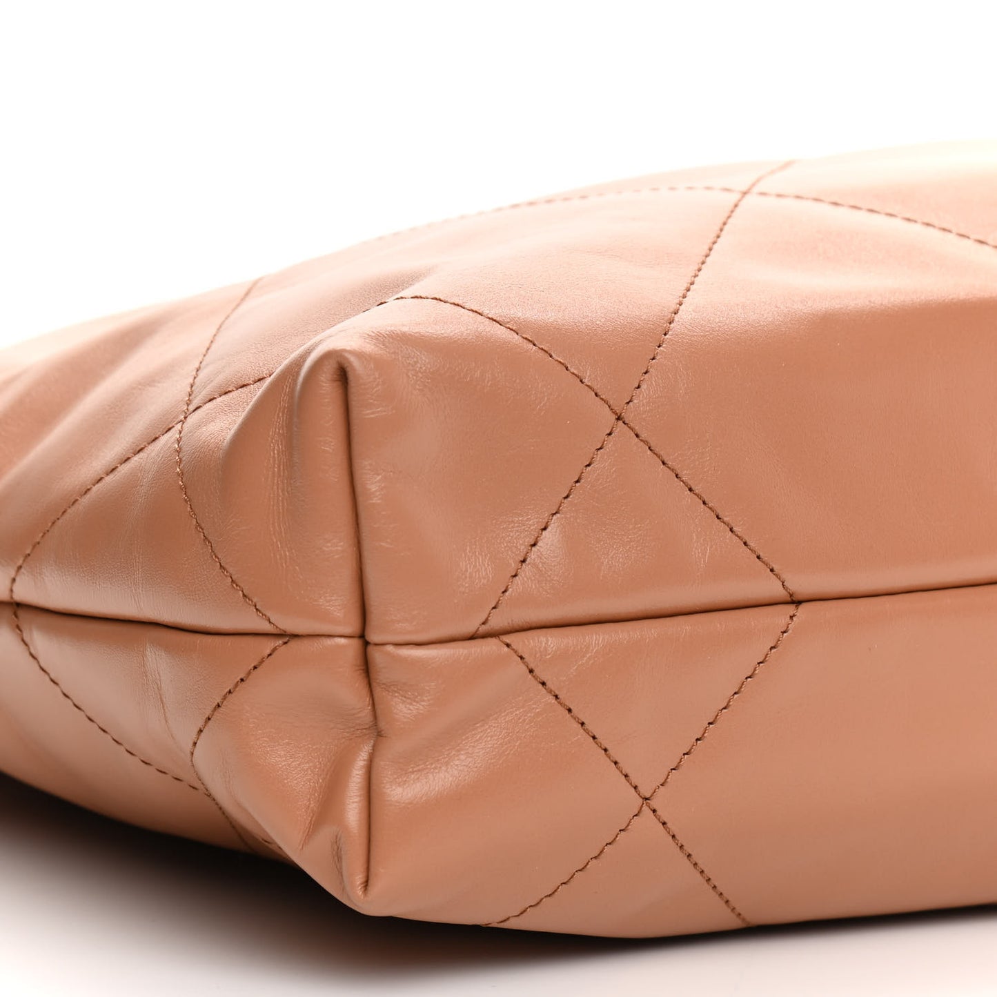 Shiny Calfskin Quilted Small Chanel 22 Camel