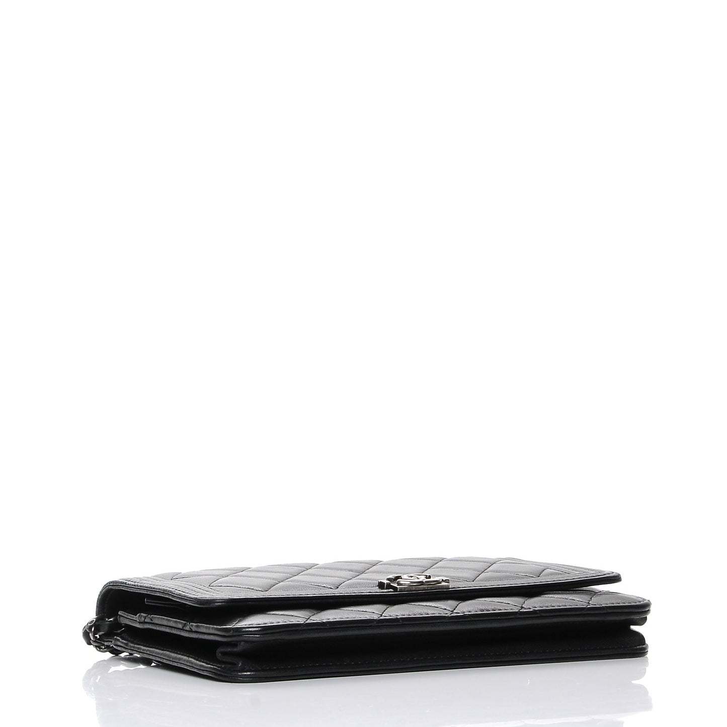 Lambskin Quilted Boy Wallet On Chain WOC Black