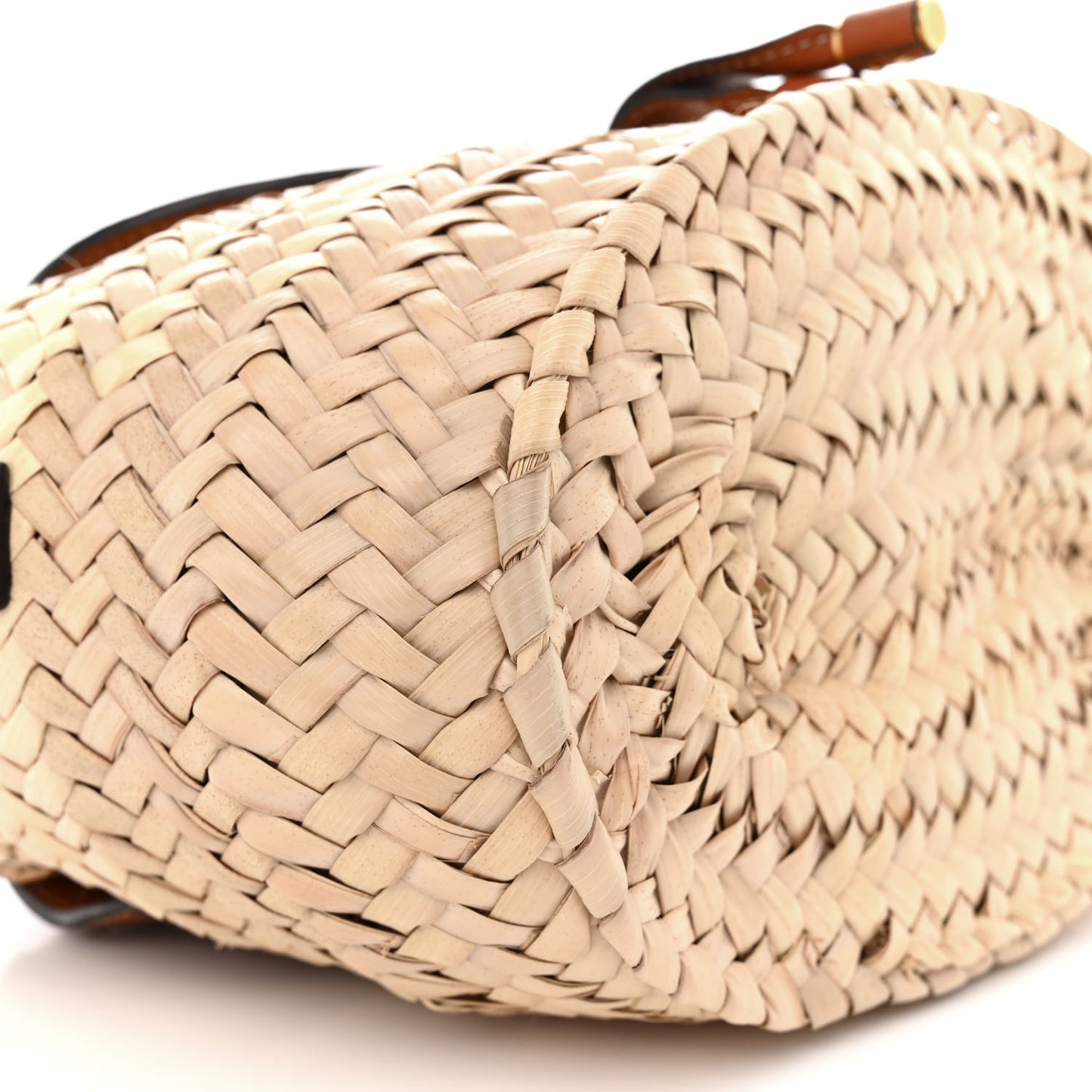 Raffia Calfskin Marcie Basket Tan