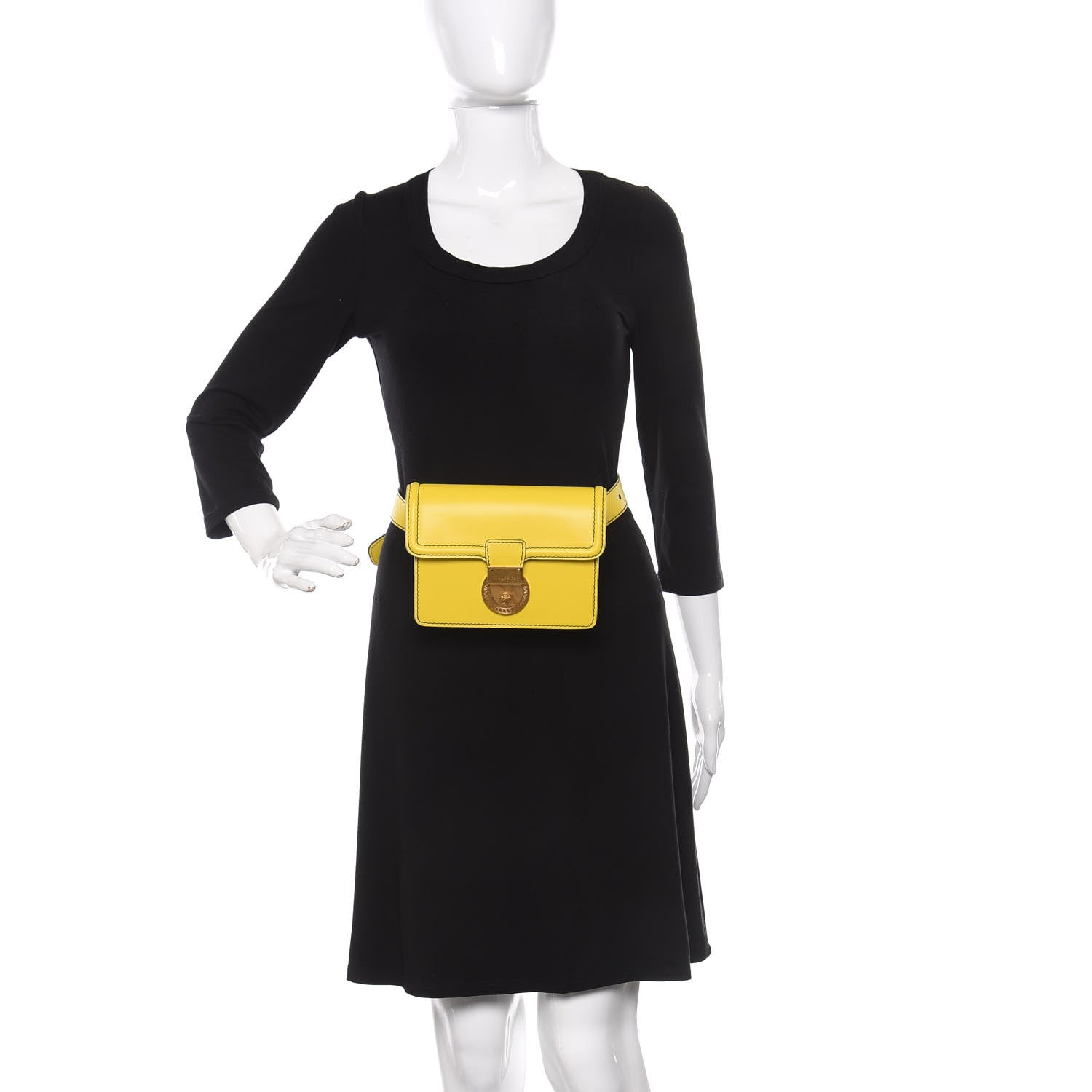 Versace Calfskin V-Adiona Belt Bag Yellow 2 of 10