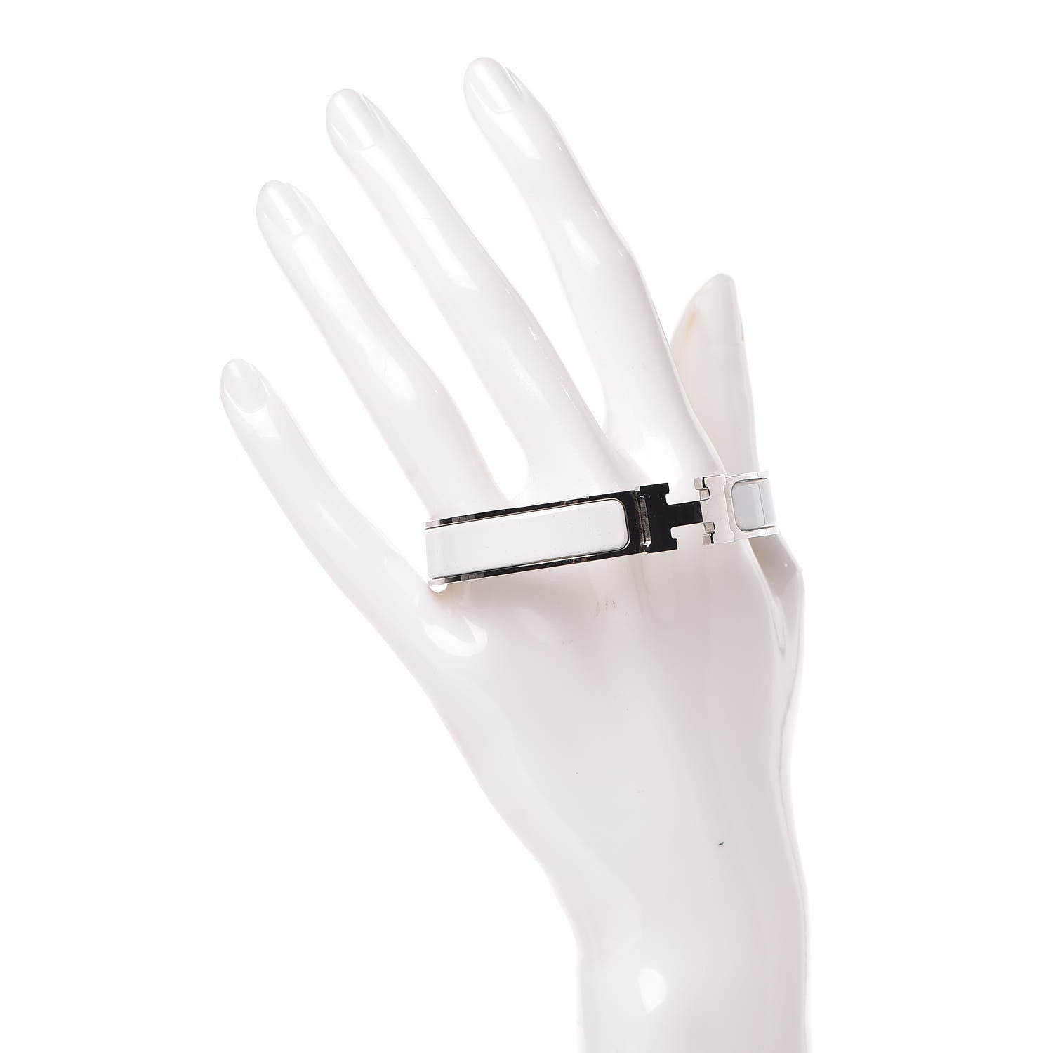 Hermes Enamel Narrow Clic Clac H Bracelet GM White 2 of 4