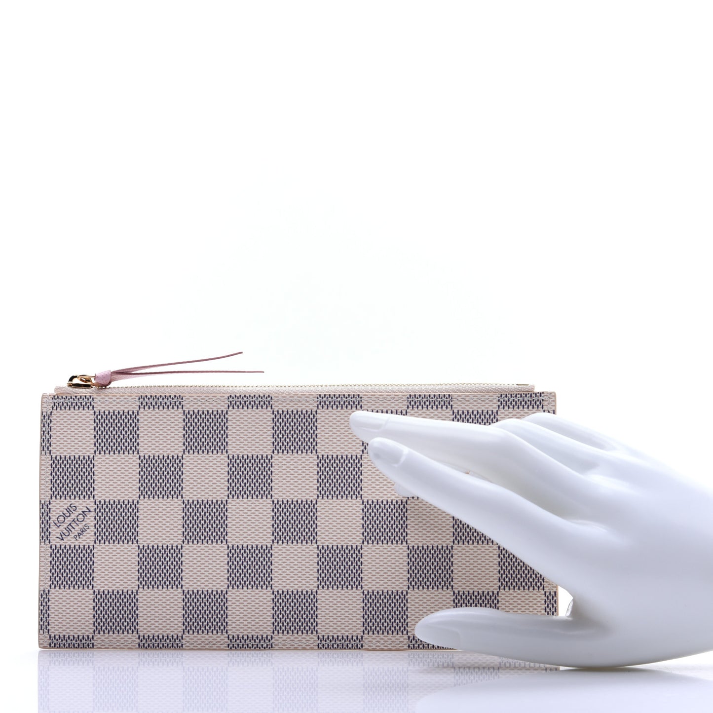 Damier Azur Felicie Chain Wallet Zippered Insert Rose Ballerine