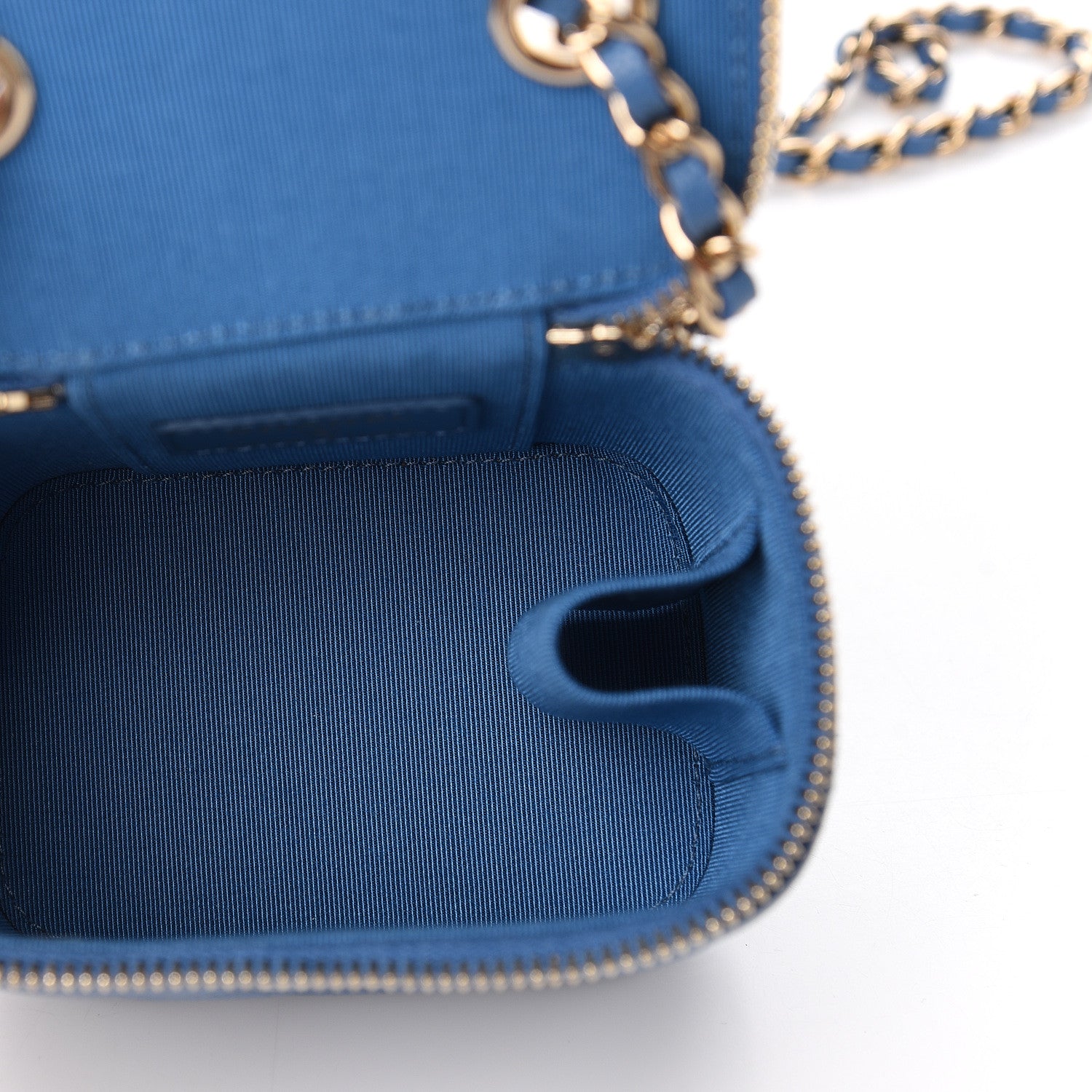 Chanel Caviar Quilted Mini Vanity Case With Chain Blue 4 of 9