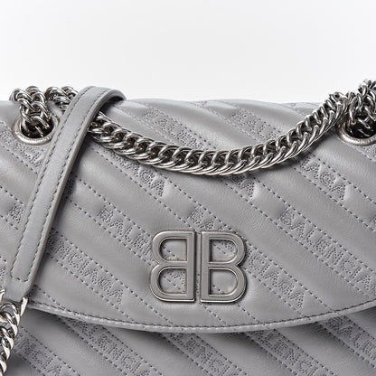Balenciaga Calfskin Logo Matelasse S BB Round Shoulder Bag Gris Haussmannien 6 of 8