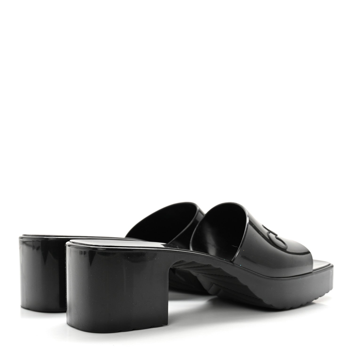 Gucci Rubber Gucci Logo Womens Platform 20/60mm Slide Sandals 38 Black 4 of 11