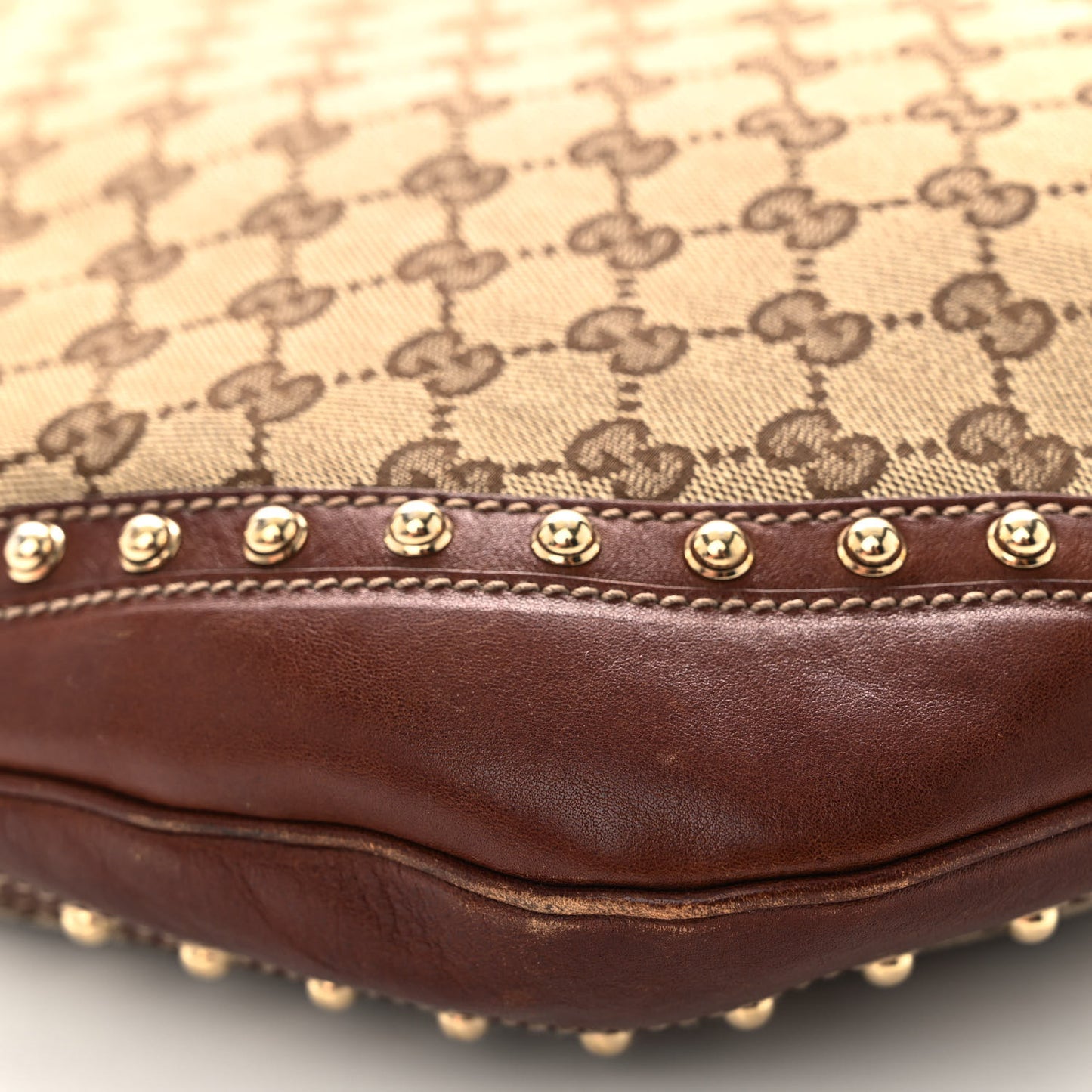 Monogram Web Studded Pelham Shoulder Bag Dark Brown