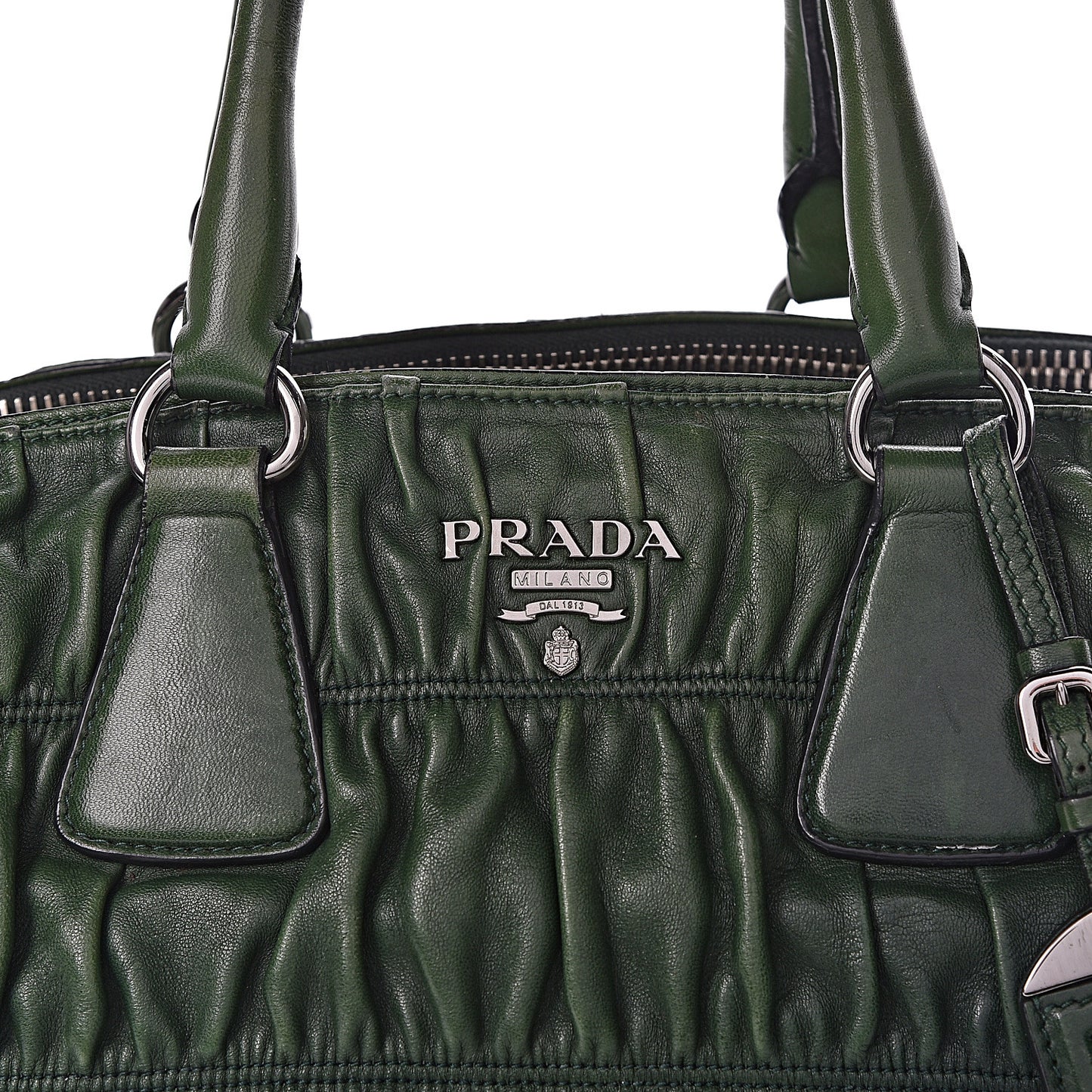 Nappa Gaufre Double Zip Tote Green