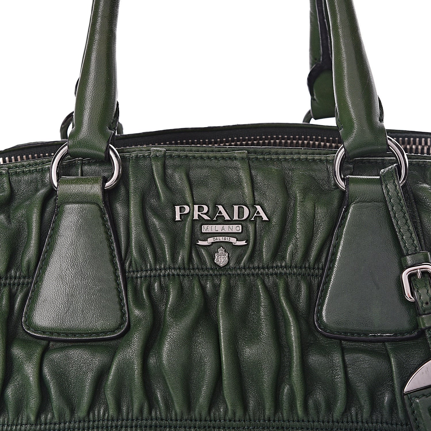 Prada Nappa Gaufre Double Zip Tote Green 22 of 22