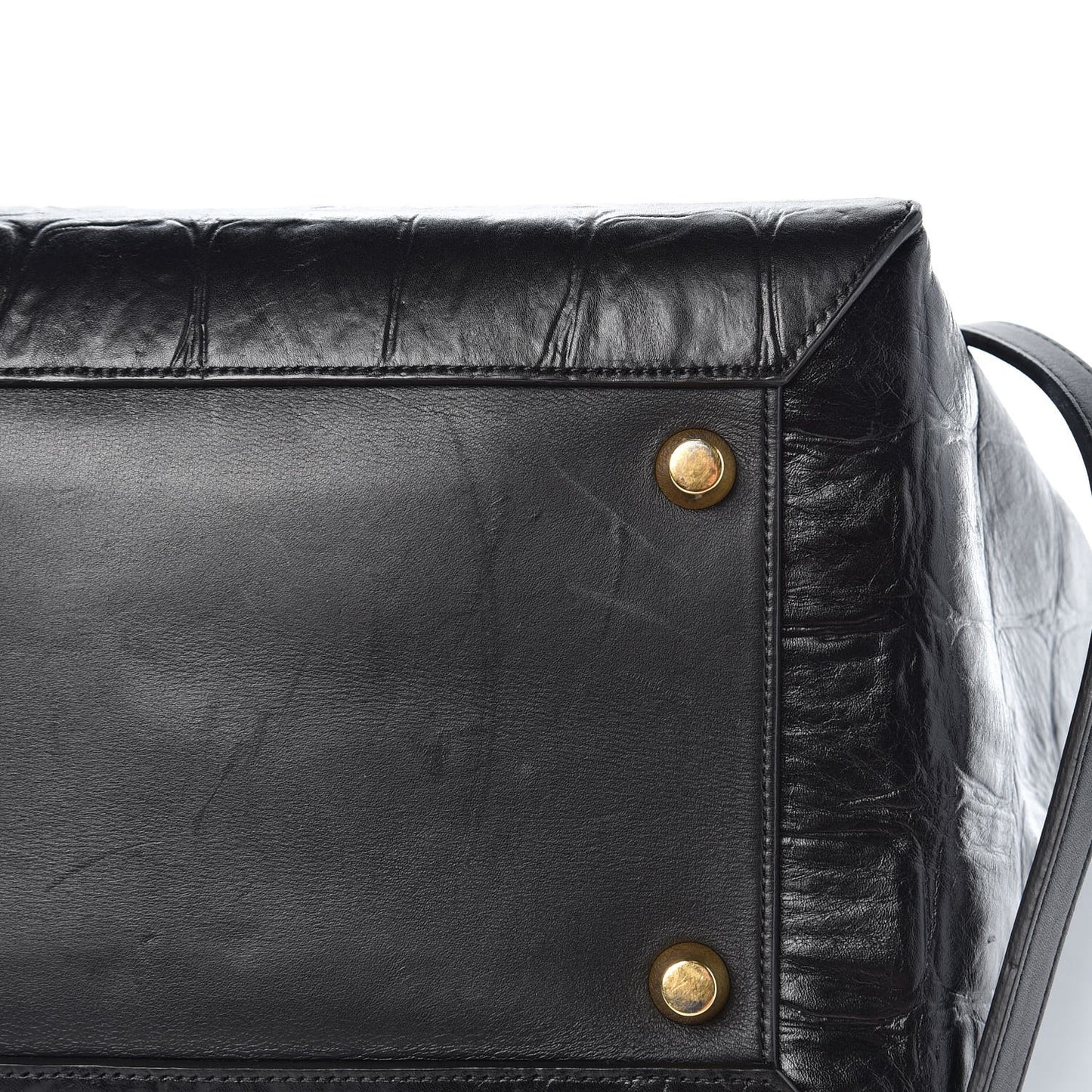 Calfskin Crocodile Embossed Small Belt Bag Black