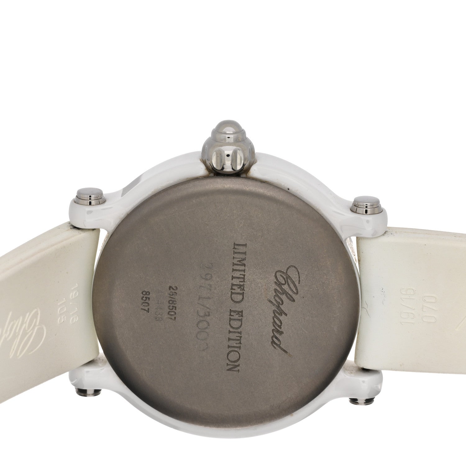 Chopard Stainless Steel Rubber 3 Floating Diamond 38mm Happy Sport Watch White 4 of 5