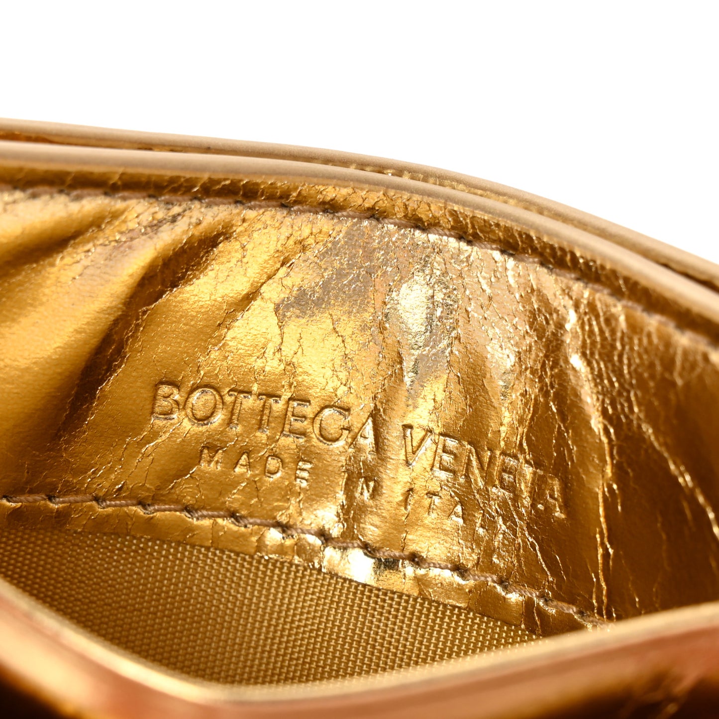 Metallic Nappa Intrecciato Card Case Gold