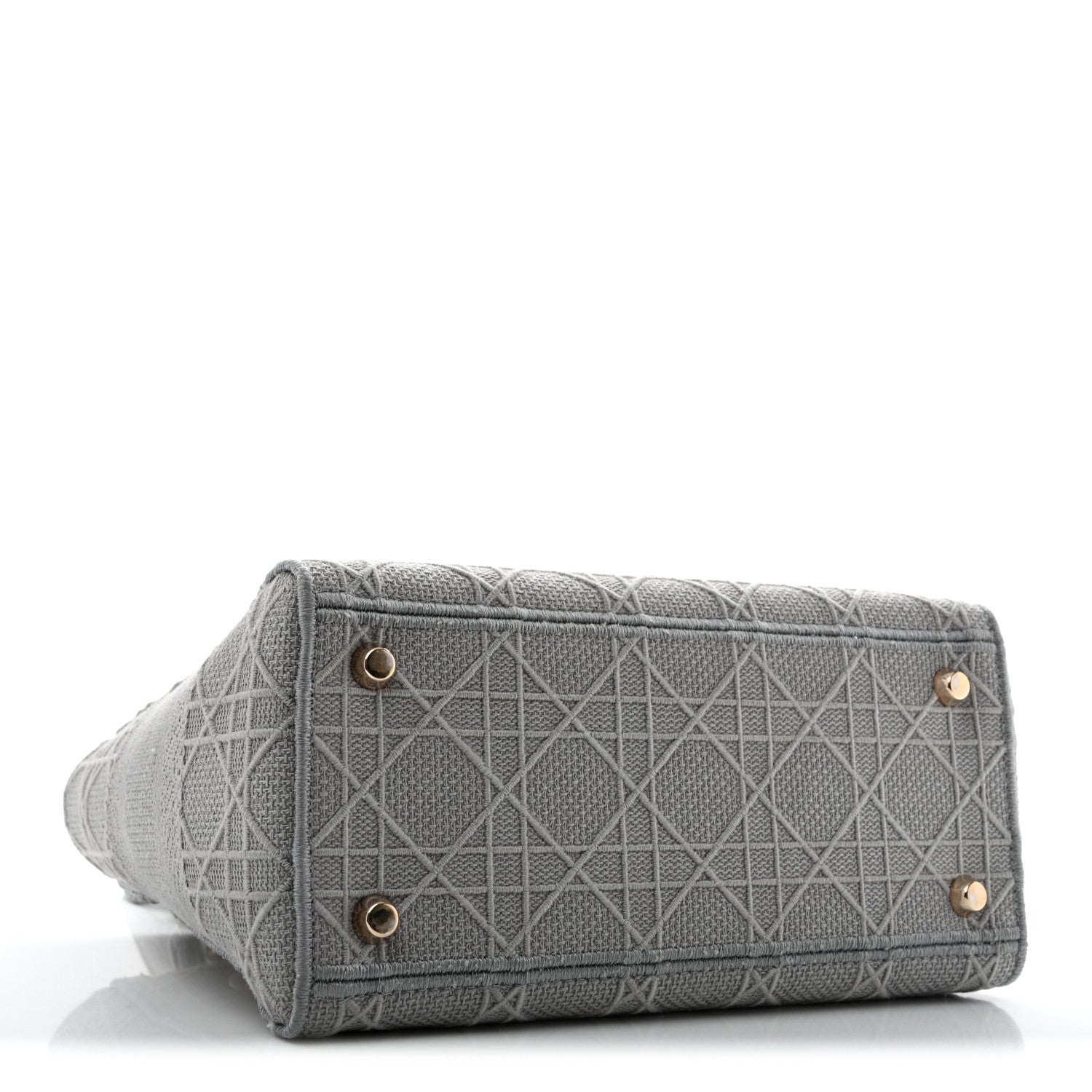 Christian Dior Canvas Embroidered Cannage Medium Lady D-Lite Gray 4 of 12