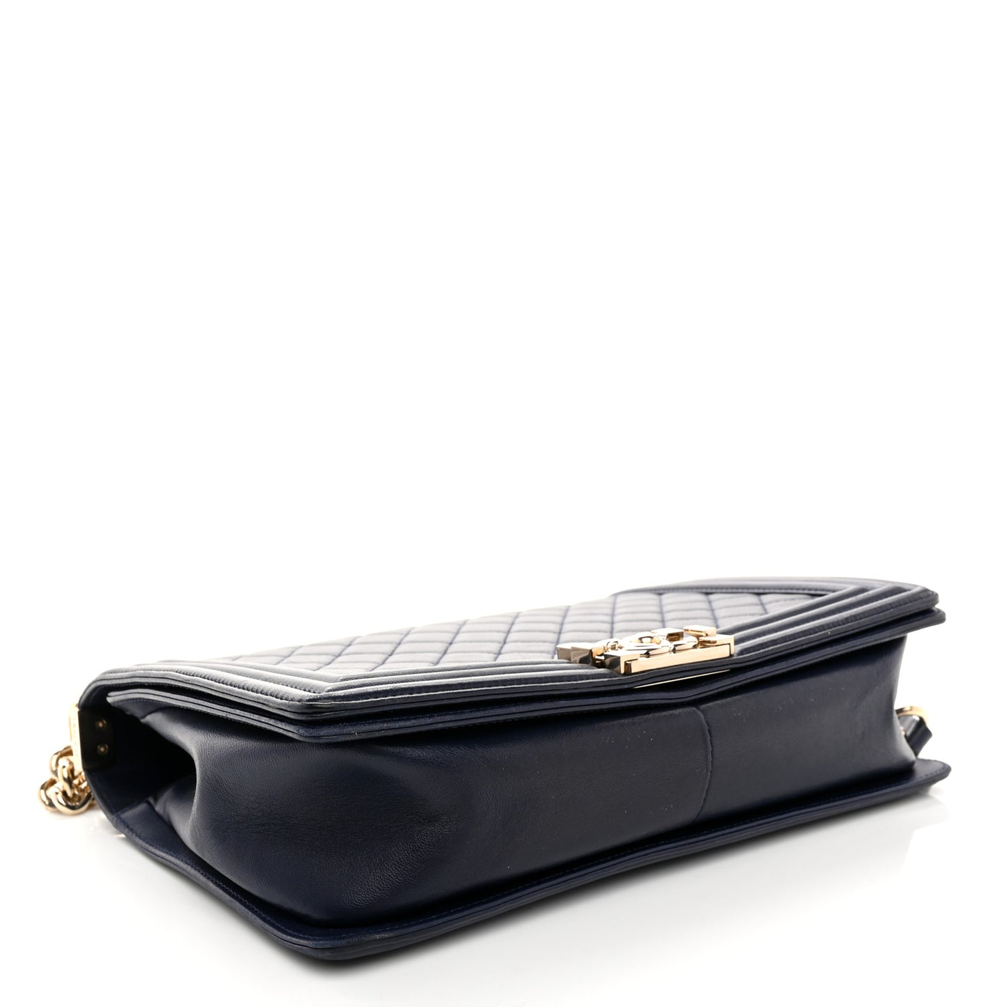 Lambskin Quilted New Medium Boy Flap Dark Navy Blue