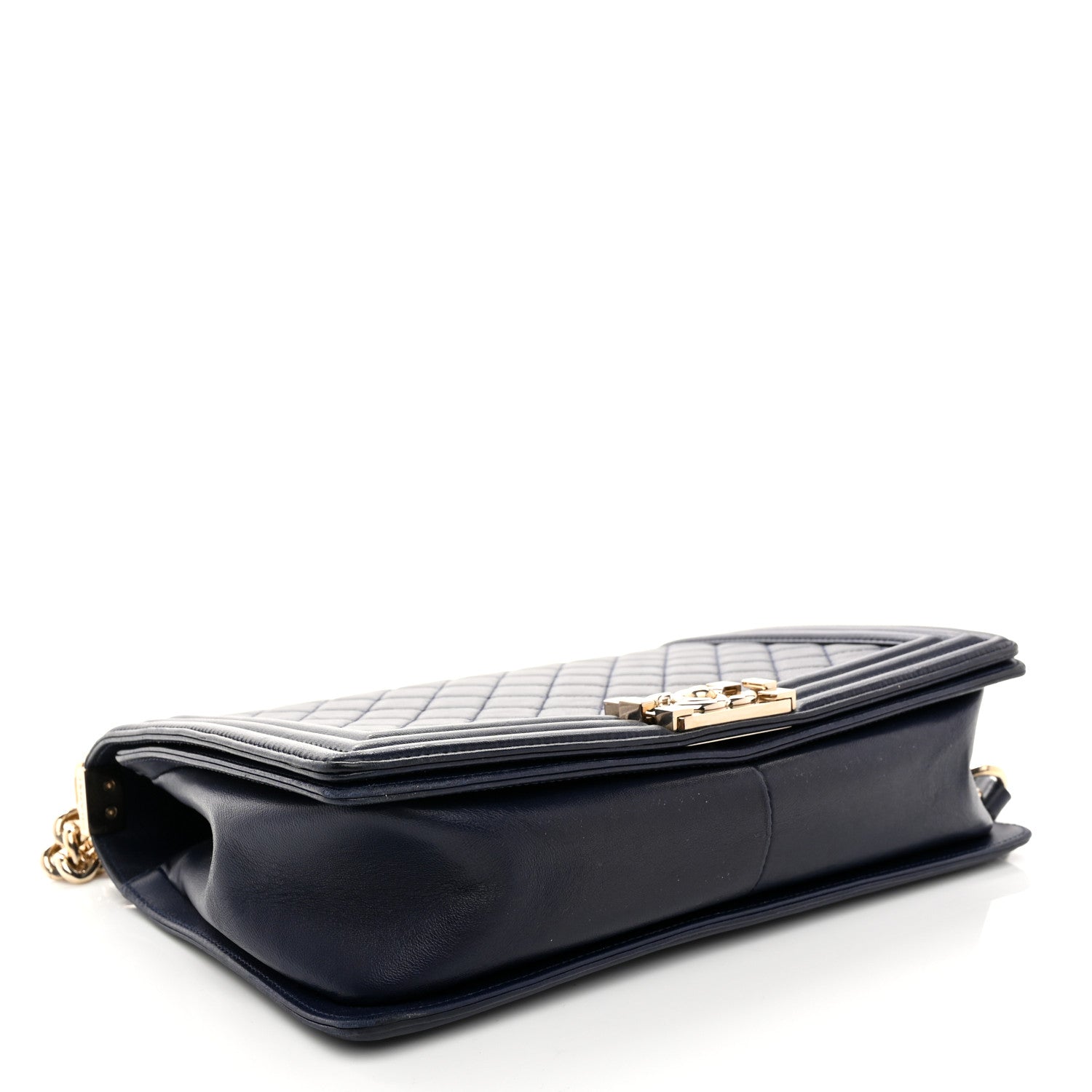 Chanel Lambskin Quilted New Medium Boy Flap Dark Navy Blue 4 of 10