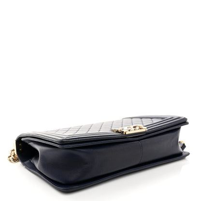 Chanel Lambskin Quilted New Medium Boy Flap Dark Navy Blue 4 of 10