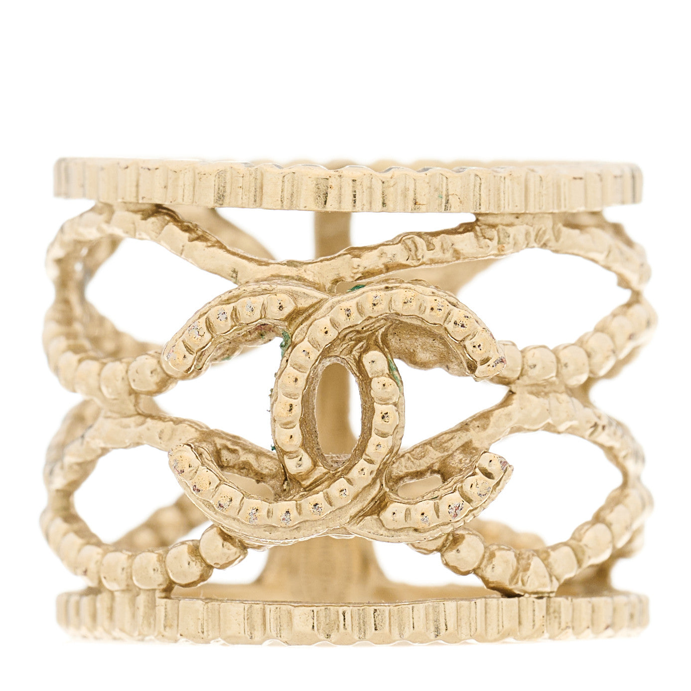 Chanel Metal CC Wide Ring 51 5.75 Gold 1 of 4