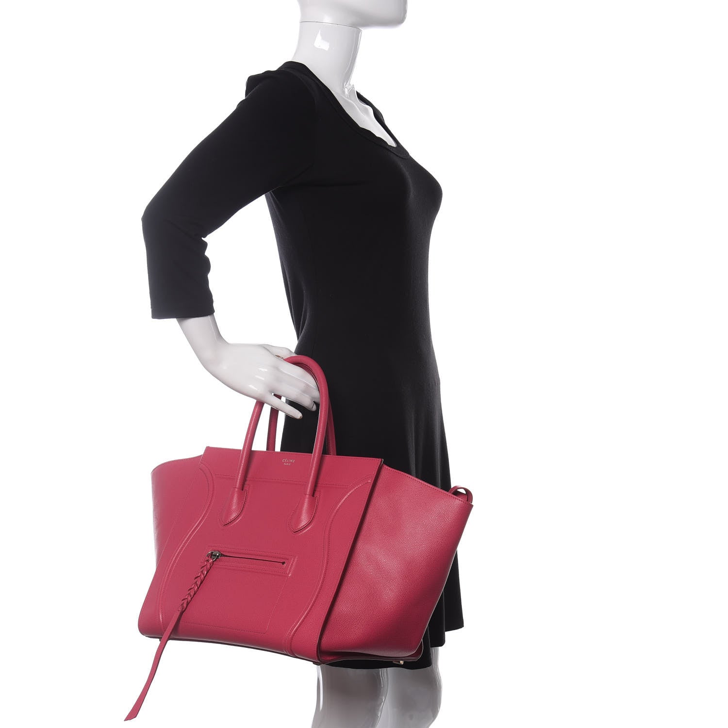 Celine Grained Calfskin Medium Phantom Luggage Fuchsia 2 of 10