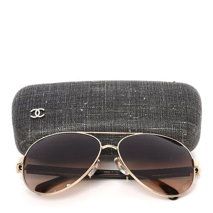 Chanel Lambskin Quilted CC Aviator Sunglasses 4195-Q Brown Gold 9 of 9