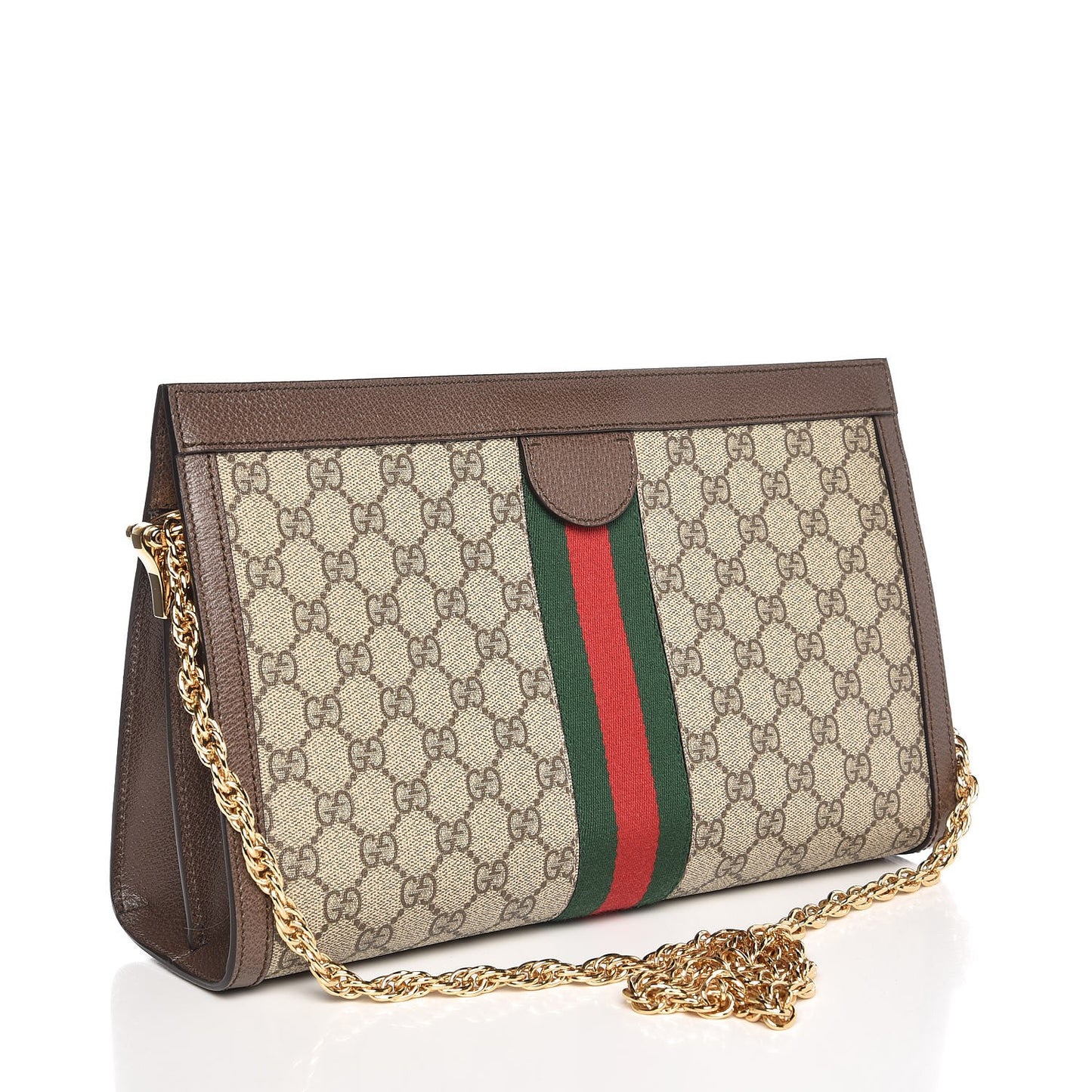GG Supreme Monogram Web Medium Ophidia Chain Shoulder Bag Brown