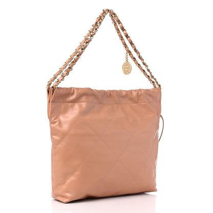 Chanel Shiny Calfskin Quilted Small Chanel 22 Beige 4 of 10