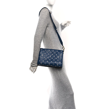 Louis Vuitton Lambskin Embossed Monogram Coussin PM Denim Blue 2 of 12