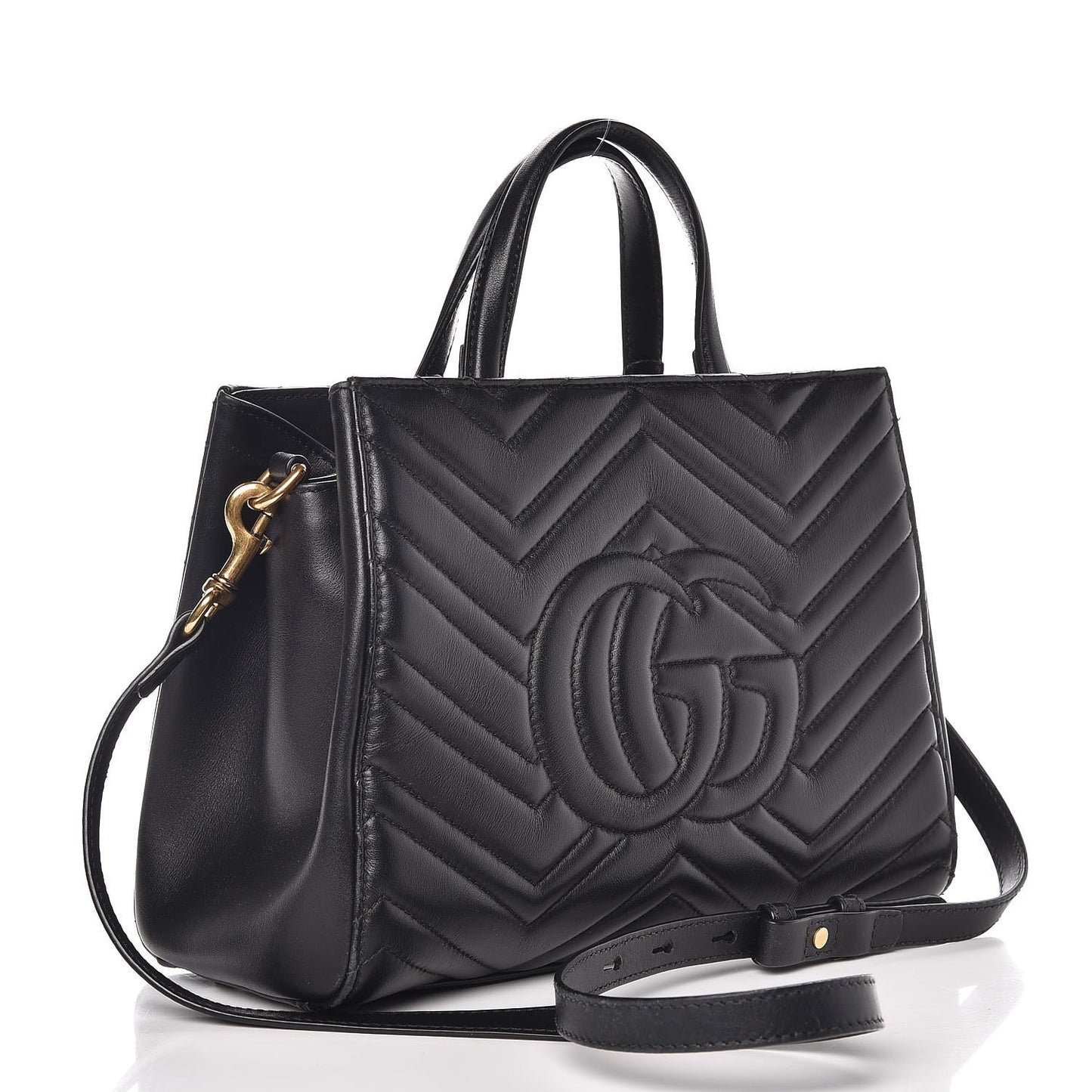 Calfskin Matelasse Small GG Marmont Tote Black