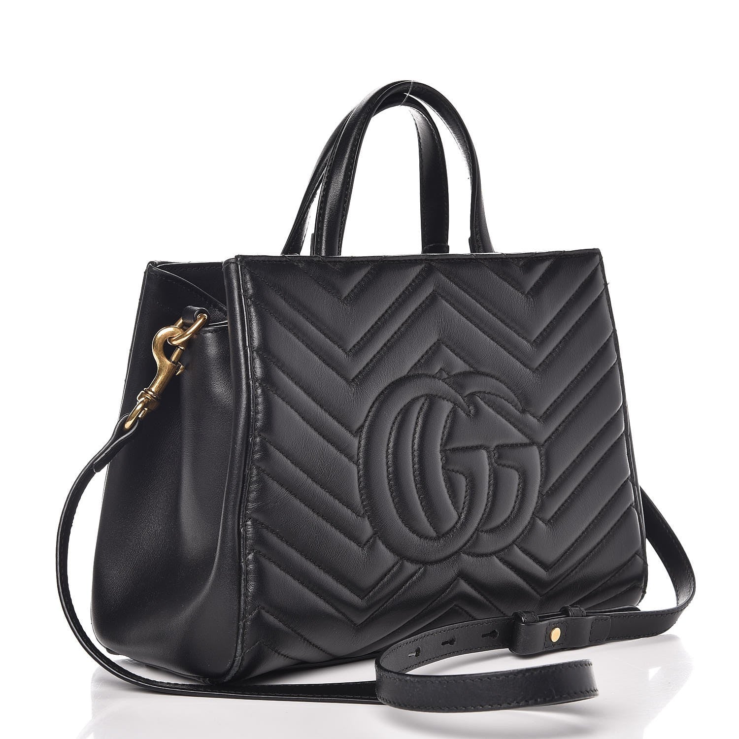 Gucci Calfskin Matelasse Small GG Marmont Tote Black 3 of 13