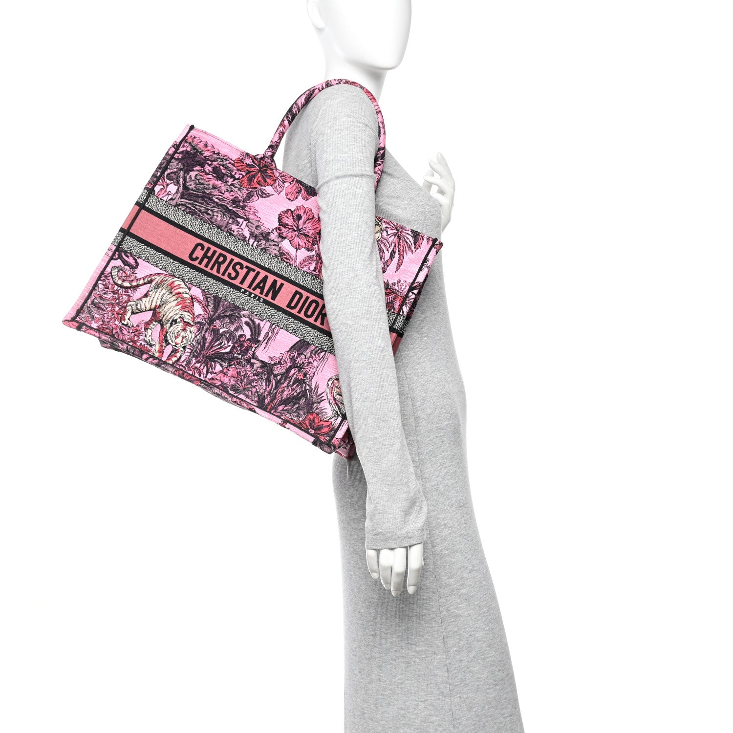 Christian Dior Canvas Embroidered Large Toile de Jouy Voyage Book Tote Fuchsia Multicolor 2 of 12