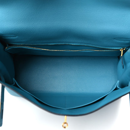 Hermes Togo Kelly Retourne 35 Turquoise 5 of 10