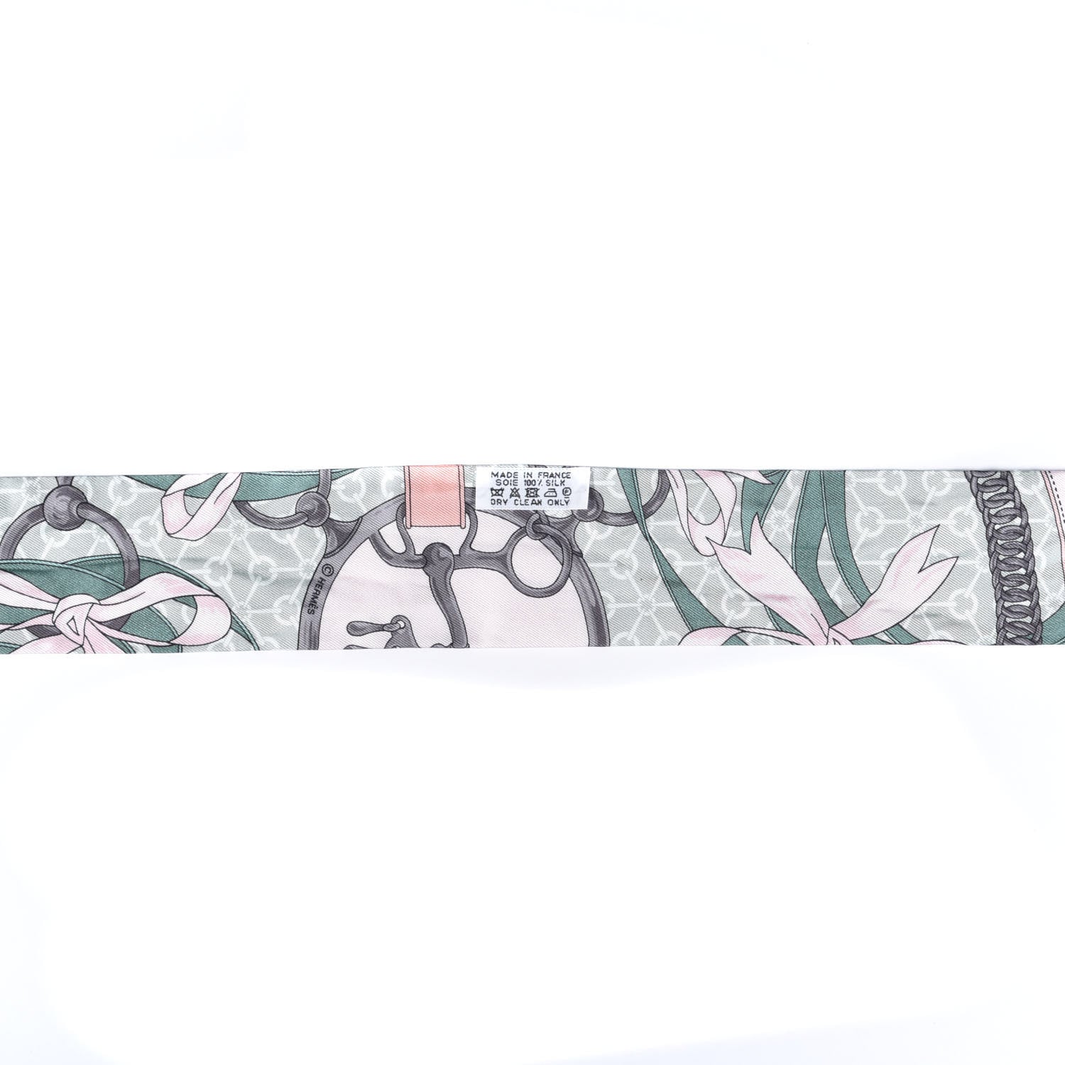 Hermes Silk La Promenade Du Matin Twilly Noir Rose Poudre Celadon 2 of 4