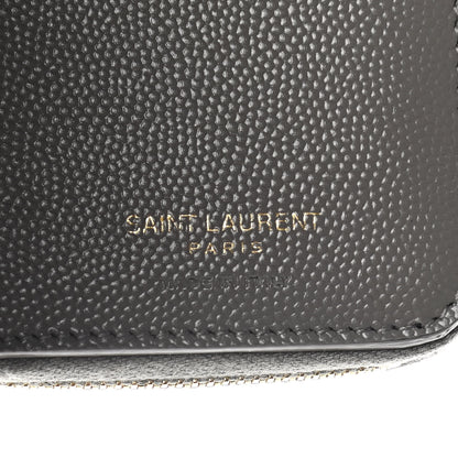 Saint Laurent Grain De Poudre Matelasse Chevron Monogram Compact Zip Around Wallet Fog 7 of 12