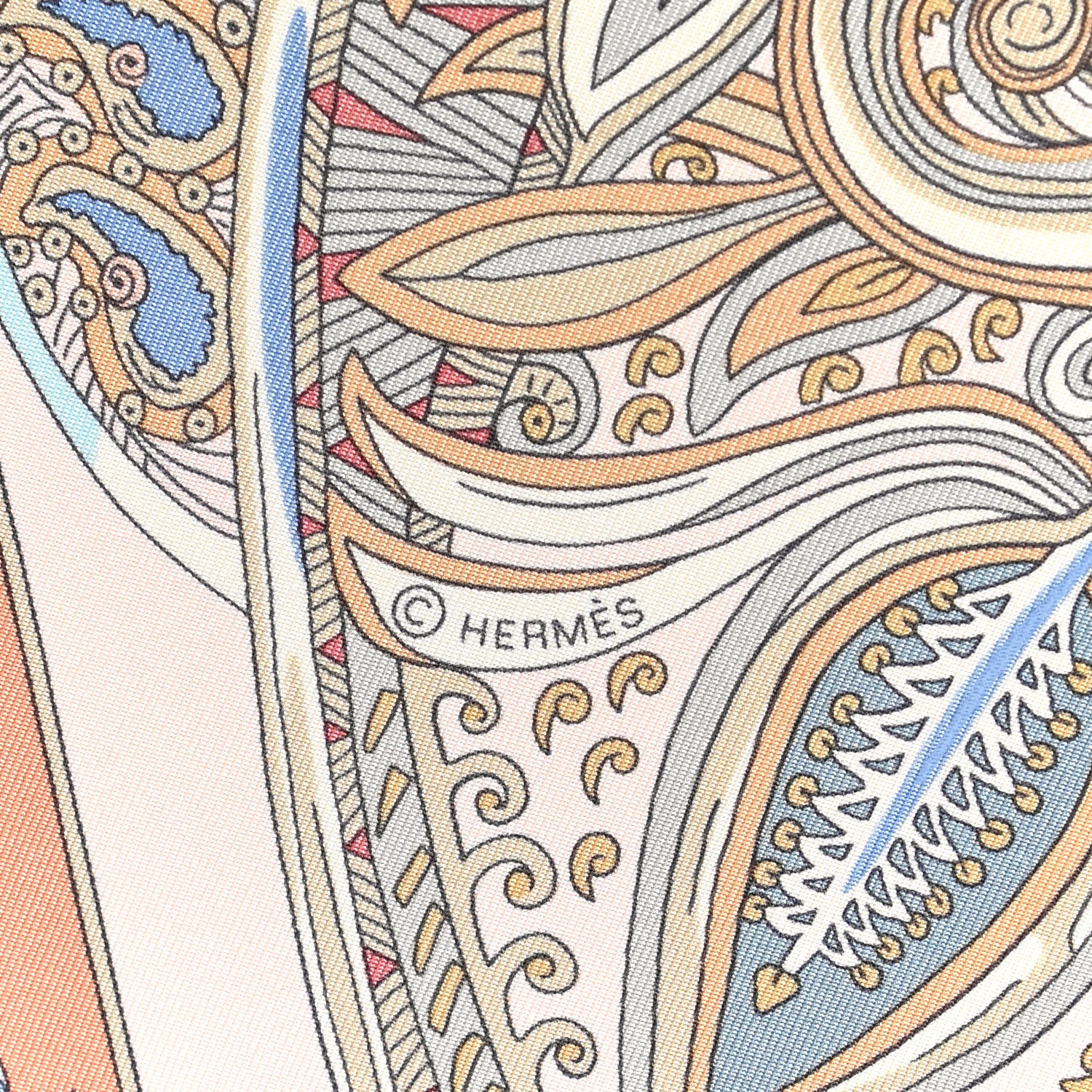 Hermes Silk Le Jardin De La Maharani Scarf 90 Rose Pale Aqua Poudre 4 of 5