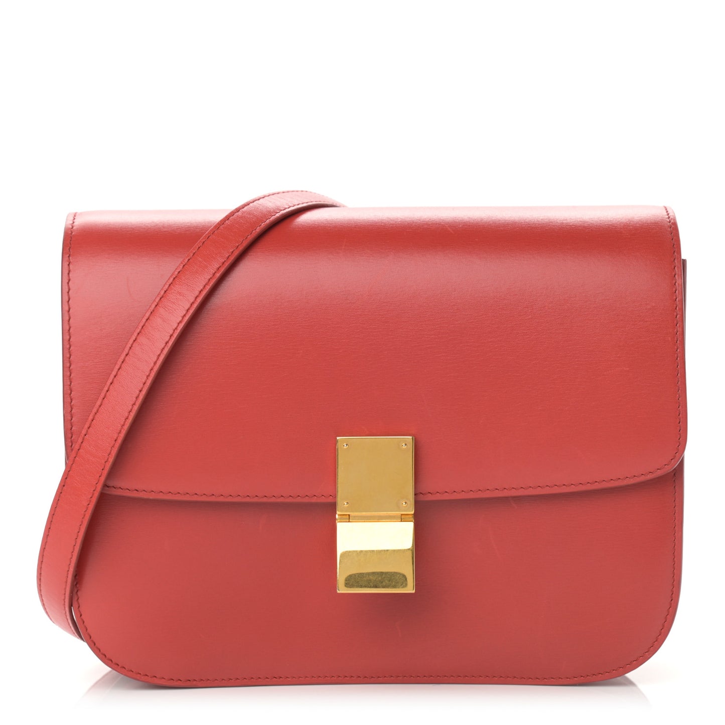 Box Calfskin Medium Classic Box Flap Bag Red