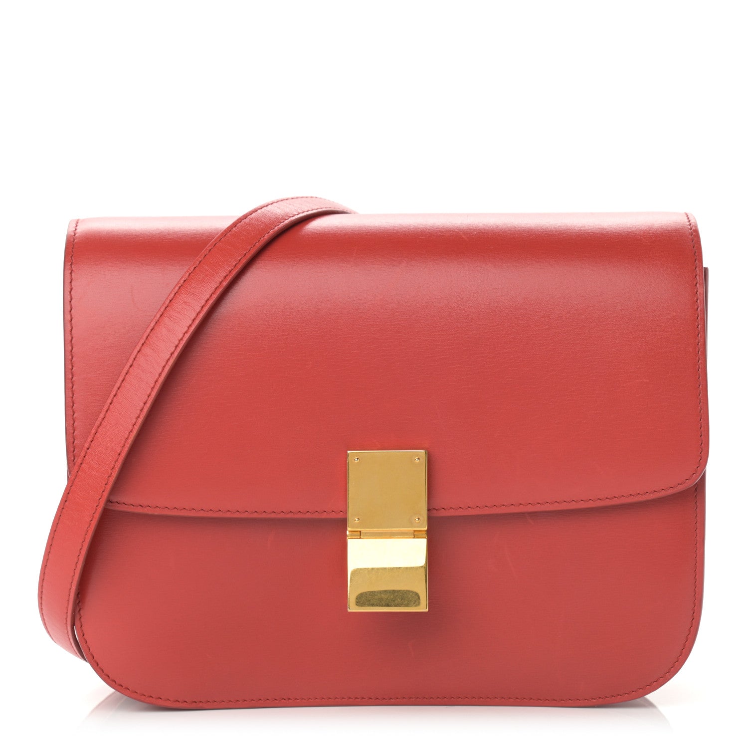 Celine Box Calfskin Medium Classic Box Flap Bag Red 1 of 16
