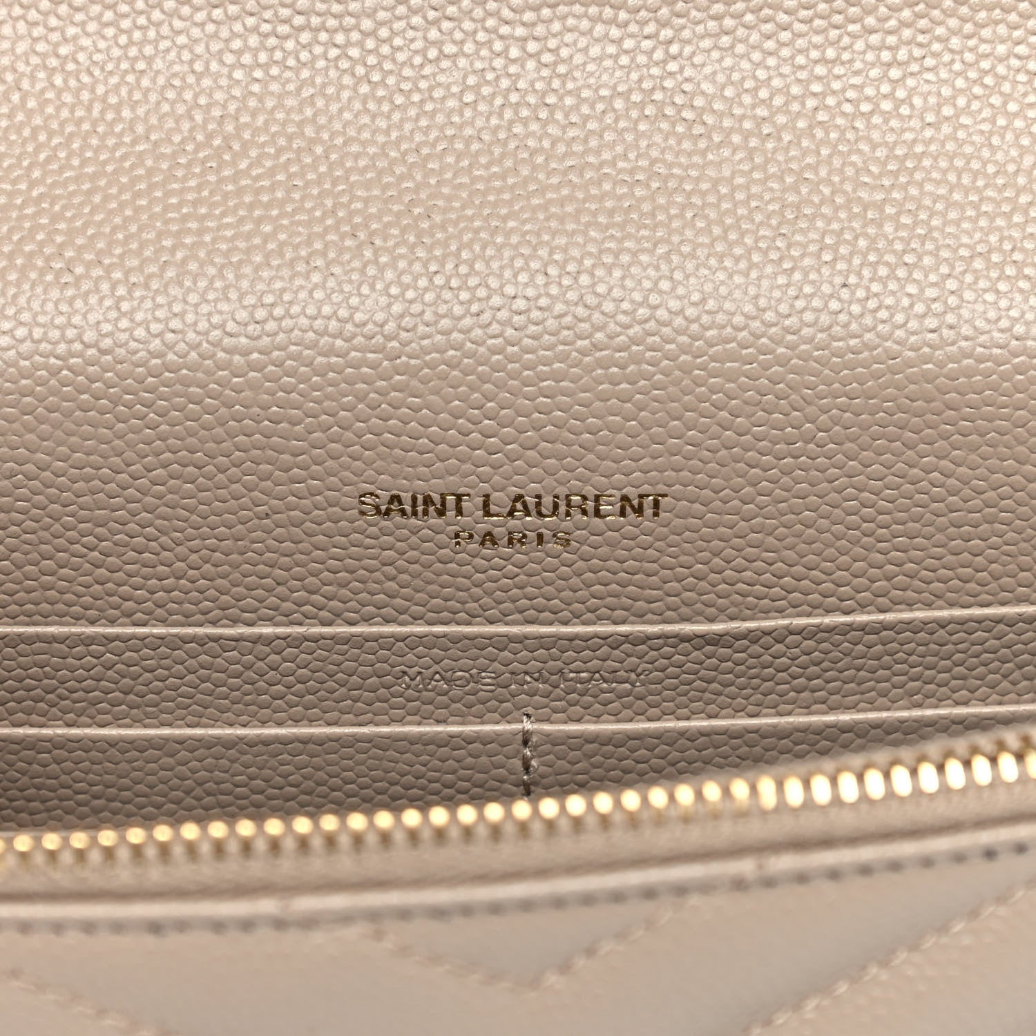 Saint Laurent Grain De Poudre Matelasse Chevron Monogram Envelope Chain Wallet Taupe 7 of 10