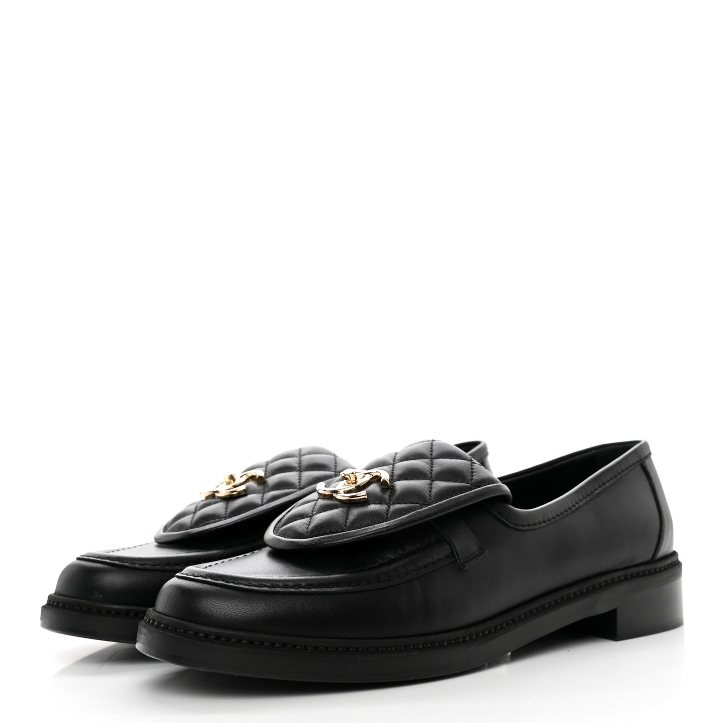 Lambskin Quilted CC Turnlock Loafers 42 Black