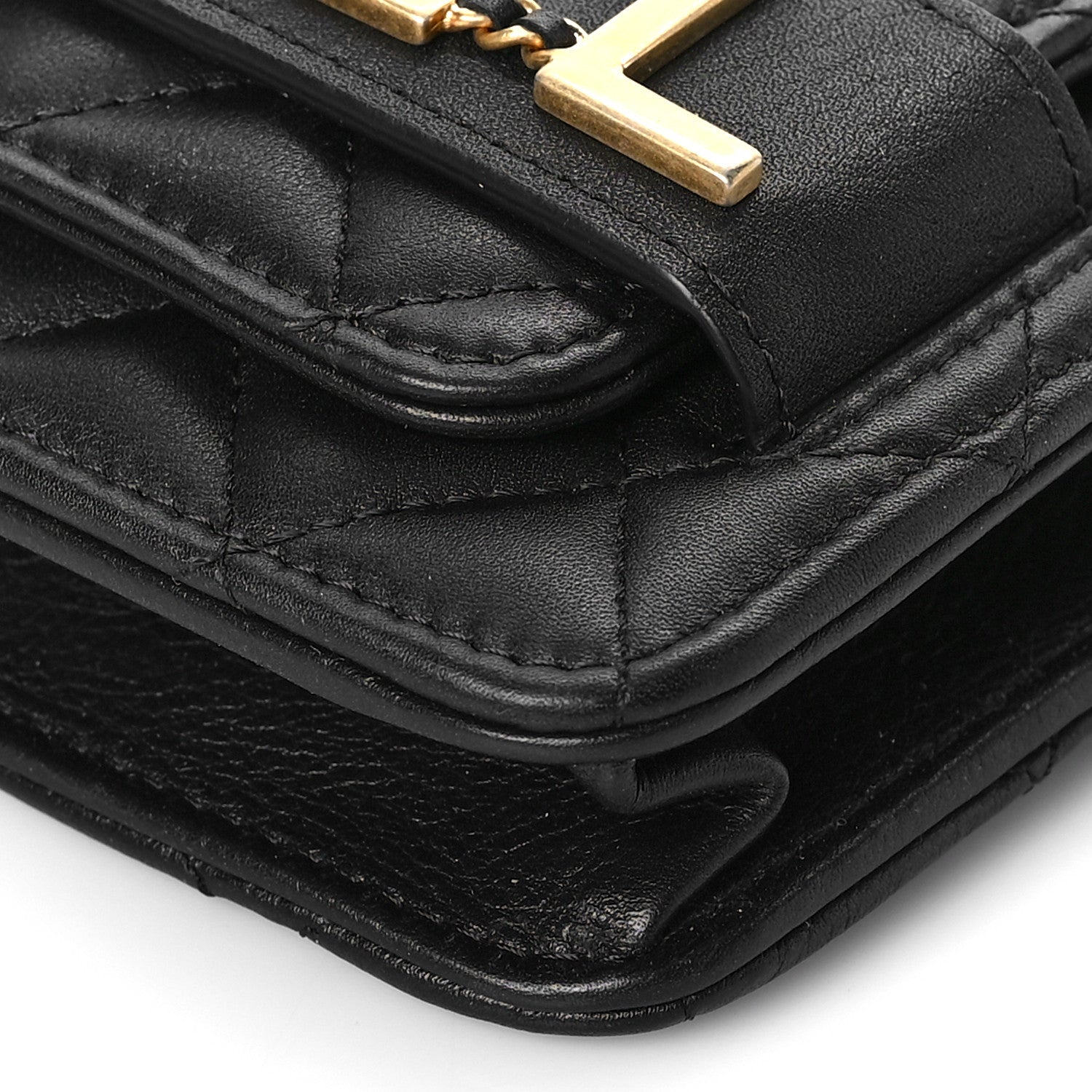 Chanel Calfskin Quilted Enchained Wallet On Chain WOC Black 10 of 12