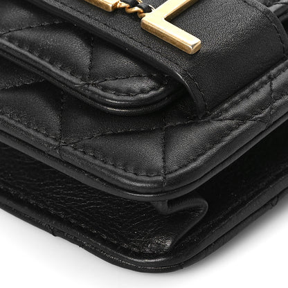Chanel Calfskin Quilted Enchained Wallet On Chain WOC Black 10 of 12