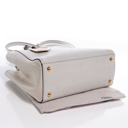 Fendi Vitello Elite Flamingo Petite 2Jours Tote Latte Bianco 4 of 9