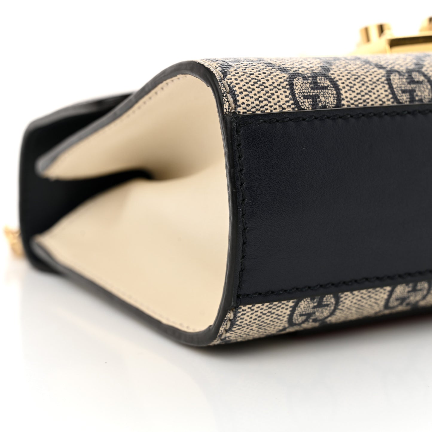 GG Supreme Monogram Moon Calfskin Small Padlock Shoulder Bag Beige Blue Mystic White Hibiscus Red