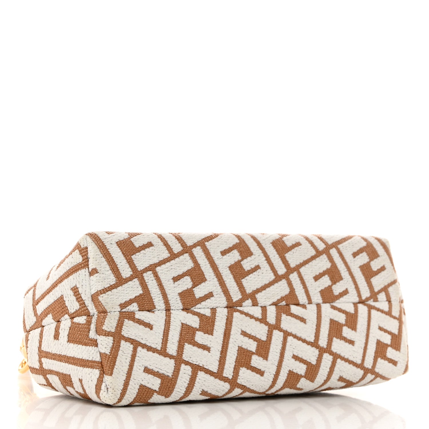 Fendi Raffia Chenille Shiny Nappa FF 1974 Small Fendi First Natural White Miele Scuro 4 of 12