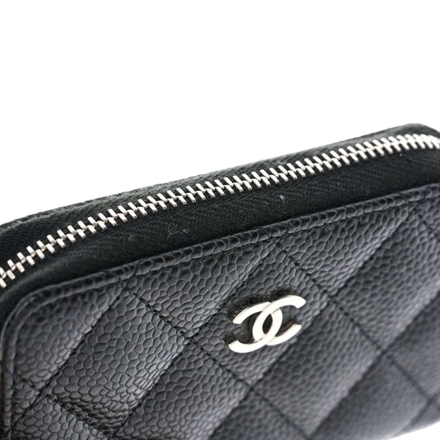 Caviar Quilted Classic Zipped Coin Purse Black