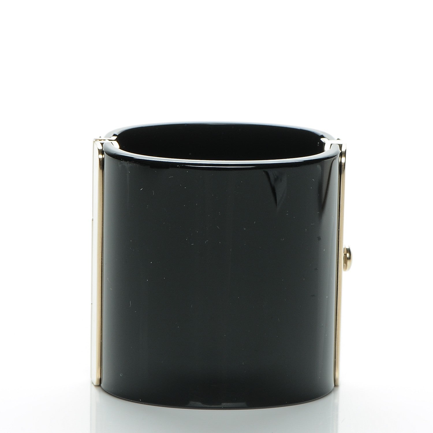 Chanel Resin CC Cuff Black Gold 3 of 5