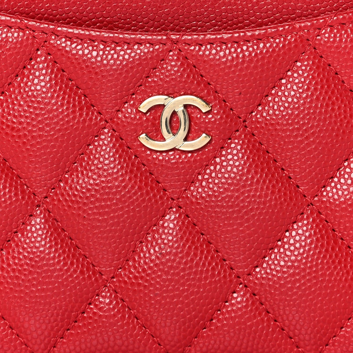 Chanel Caviar Quilted CC Zip Card Holder Red 7 of 8