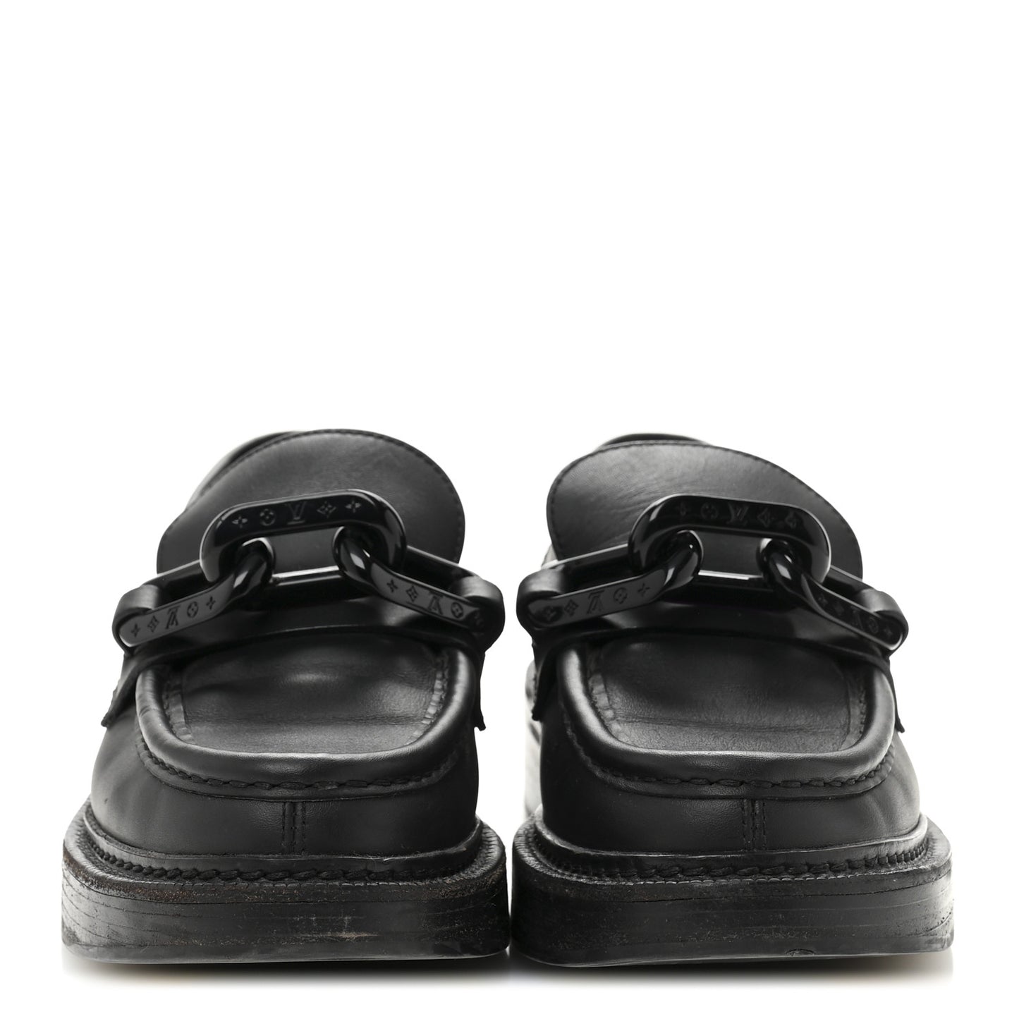 Calfskin Oversized Chain Academy Loafers 37 Black