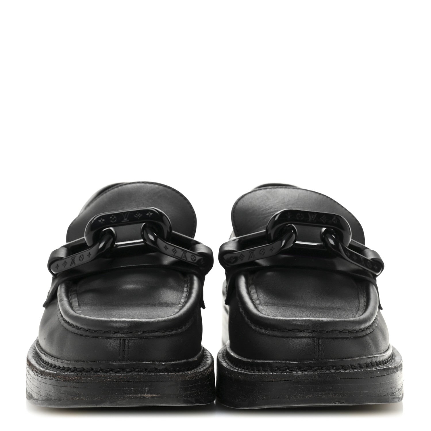 Louis Vuitton Calfskin Oversized Chain Academy Loafers 37 Black 3 of 9