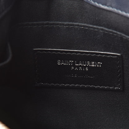 Saint Laurent Calfskin Matelasse Chevron Monogram A5 Wristlet Deep Marine 6 of 8